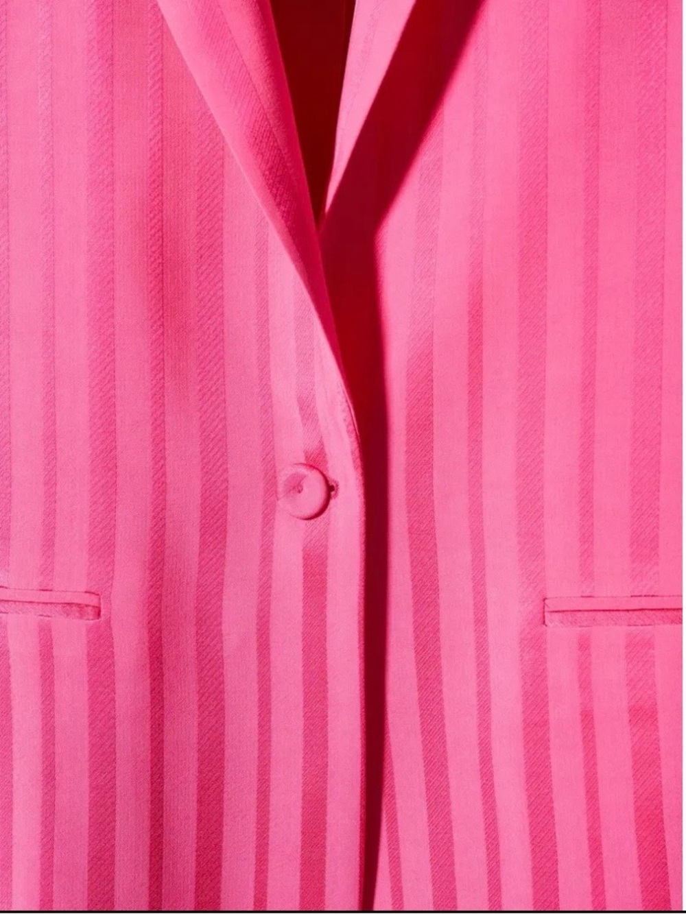 Mango Hot Pink Striped Single-Button Blazer - Picture 2 of 8